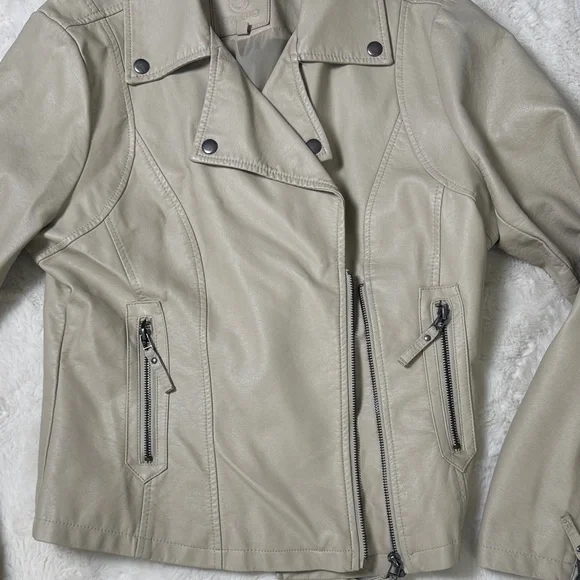 Max Studio Light Tan Leather Jacket - Picture 4 of 8